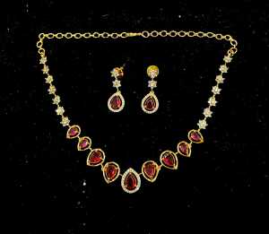 Elegant Stone Necklace with matching earrings