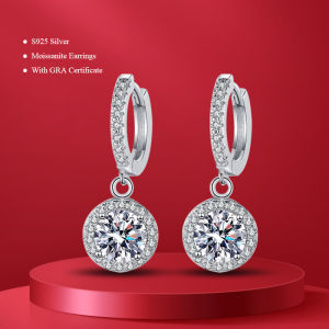 0.5-1Carat Moissanite 925 Sterling Silver Round Earrings Engagement Wedding Daily Work Party Travel Luxurious Gift For Women2026