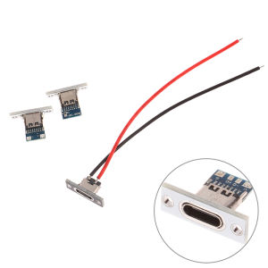 LEI USB Jack Type-C 2Pin 2P 4P Waterproof Strip Line Of Solder Female Connector Jack Charging Port USB Type C Socket Connector