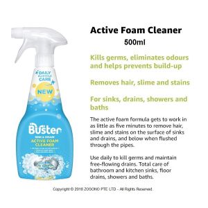 [Bundle of 2] BUSTER Plughole - Bathroom Unblocker / Sanitiser Granules / Sanitiser Gel / Block Preventer / Foam Cleaner