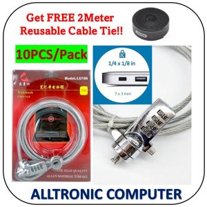 [BUY 10PCS Get Free Cable Tie] 10PCS High quality Alloy Material Laptop Security Lock 2Meter long 7x3mm 1/4x1/8inch LU186 Number Combination Lock