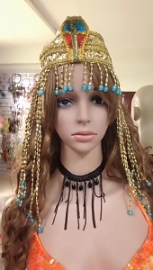Egyptian Costume Accessories Egyptian Headpiece Snake Arm Cuffs Bracelets Tassels Beaded Necklace for Halloween Party