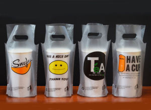 100Pcs Plastic Take Out Bag 1Cup 2Cup Milk Tea Cup/Coffee Cup/Juice Cup Plastic Takeaway Bag