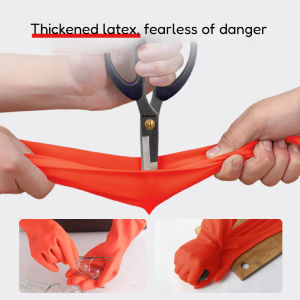 A Pair of Waterproof Latex Durable Dishwashing Gloves Thick Household Gloves-38cm Anti-slip Gloves