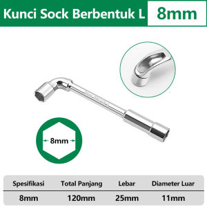 ISKU Kunci Shock sok L Double Wrench 8 10 12 14 17 mm 1/2 inch - Dual End Socket Tool /allen key 2 way