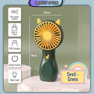 [Datz] Silent Charging Portable Fan USB Rechargeable Handheld Mini Fan with Night Light 手持小风扇 Kipas Mini - TV08
