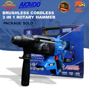 AKAIDO Brushless Cordless 3 in 1 Rotary Hammer 26mm Drilling Capacity Powerful Rotary Drill for Industrial Use Heavy Duty