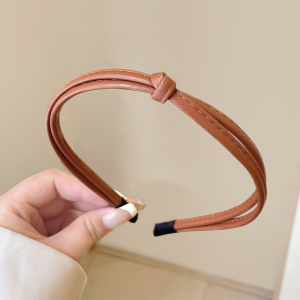 Zy Fashion Korean Style PU Leather Narrow Edge Headband for Women Elegant Simple Face Wash Headband Fashionable Girl Hair Band Hair Accessories