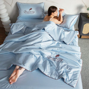 【Super low price】Washed Ice Silk Summer Comforter Luxury Embroidery Quilt Soft Breathable Air Condition Blanket White Thin Quilt for Summer 2026