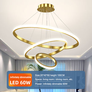 KASIDA chandelier modern design Adjustable Indoor Lighting 60cm/40cm/20cm Circle metal chandelier ceiling light sala chandeliers for living room High Brightness ceiling lights modern design for living room dinning kitchen loft