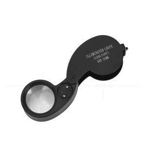 DEGRAD Handheld Foldable Magnifier Folding Illuminated Loupe 40X Magnifying Glass Pocket Lens Reading