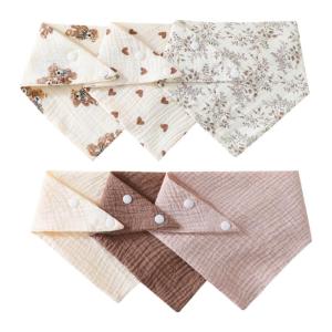 6Pcs Trẻ Sơ Sinh yếm ăn trẻ em Cotton Thoáng Khí Mềm Mại Bib Cho Trẻ Mới Biết Đi Trẻ Sơ Sinh Cotton Drooling Tạp Dề Burp Vải yếm ăn trẻ em