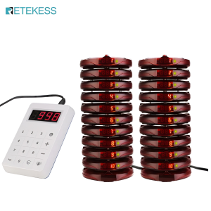 Retekess TD158 Wireless Guest Paging System - Set of 20 Coaster Pagers Upgrade for Restaurants Cafes Bars Clinics Food Trucks