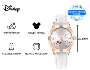 นาฬิกาเด็กดิสนีย์มิกกี้กันน้ำกลางคืนเรืองแสงนาฬิกาควอตซ์สีชมพูเรืองแสงสำหรับเด็ก