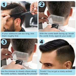Fade Combs - 2PCS Barber Gradient Positioning Combs Flat/Curved Push Edge for Blending Fades Hair Cutting Guide Tools for Home & Salon Use