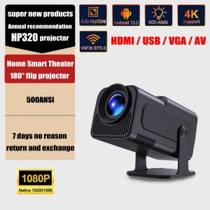4K Ultra HD HP320 Projector - Android 13.0 Smart Wireless Sync 180° Rotation Portable for Home Entertainment