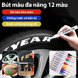 Bút vẽ sơn / Bút vẽ sơn xe hơi chống thấm nước 12 màu / bút tô lốp xe / Bút vẽ sơn đa năng và bút vẽ dặm sơn
