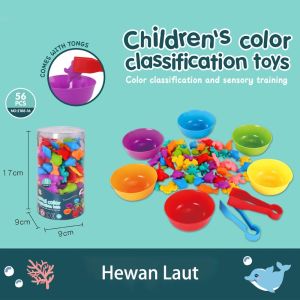 DREAMToy Anak Classification Toy with FREE Sorting Bowl (TABUNG) and 2 Tweezers Counting and Sorting Montessori Game dengan Mangkok sortir dan jepitan
