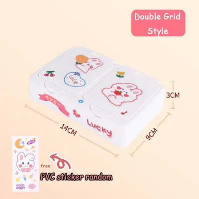 【Free Stickers】Cute Press Storage Box Desktop Organizer Cosmetics with Lid Multifunctional Dustproof Press Storage Box