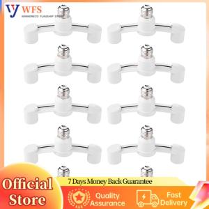 【Flagship】10Pcs E27 To E27 Light Socket Splitter Flame Retardant Light Bulb Adapter Dual Heads Lamp Holder for Warehouse Basement