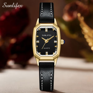 Sunlifex Jam Tangan Wantia Elegan Kuarsa Kasual Berlian Tali Kulit Jam Tangan Cewek Original COD