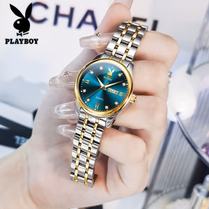PLAYBOY watch for women elegant small dial fashion dual calendar luminous diamond dial women wathes