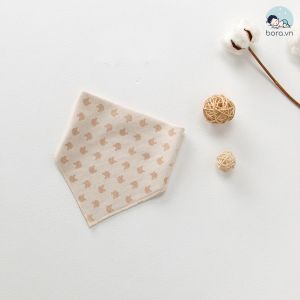 Khăn yếm tam giác cotton hữu cơ tự nhiên 100% 2 cúc bấm