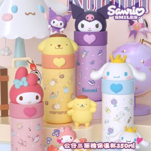 350ml Sanrio Melody Kuromi Hello Kitty Cinnamoroll Pochacco Thermos Cup Student Water Cup Pop Buckle Cup Student Office Kettle