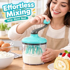Multifunctional Semi Automatic Egg Beater Hand Crank Whisk For Baking Egg White Cream Mixer Household Easy Clean Non Slip