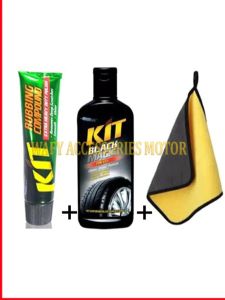 Paket Isi 3 - Kit Rubbing Compound 60 Gram + Kit Black Magic Tire Gel 270 ml + Kain Lap Microfiber