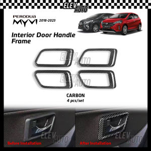 Perodua Myvi G3 Facelift 2018 - 2023 Interior Door Handle Frame Trim Carbon Fiber Accessories 2019 2020 2021 2022