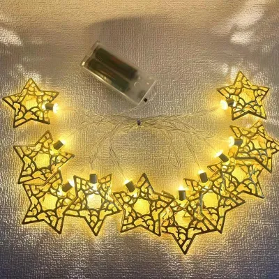 LED Star Moon String Light Ramadan Decor Fairy Lights Castle Outdoor Home Wedding Party Raya Eid Decoration
