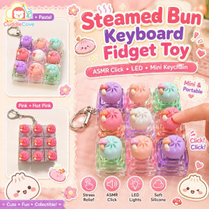 CuddleCove Steamed Bun Keyboard Fidget Toy ASMR Click LED Mini Keychain Stress Relief Soft Silicone Gift