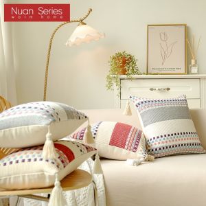 1PC Bohemian Style Stripe Wave Point Cushion Cover Sofa Car Living Room Pillowcase Waist Cushion Cover For Home Decor Nuan Series