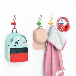 CEMOMEF 4/6pcs Colorful Clothes Hat Hooks Wall Mounted Minimalist Single Hook Durable Iron Hanging Hooks Childrens Room