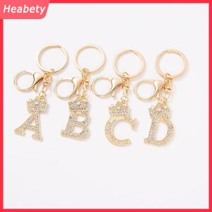 Heabety Độc Đáo Vương Miện Pha Lê Thạch A-Z Chữ Mặt Dây Chuyền Móc Khóa Cho Nam Giới Phụ Nữ 26 Bảng Chữ Cái Xe Vòng Chìa Khóa Tên Đồ Trang Sức Móc Khóa Quà Tặng