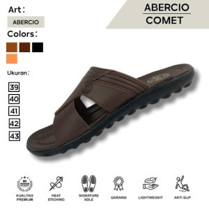 Sabertoy Comet Slides Pria Kulit Sintetis Abu-abu Abu-abu Import Garansi Anti Slip