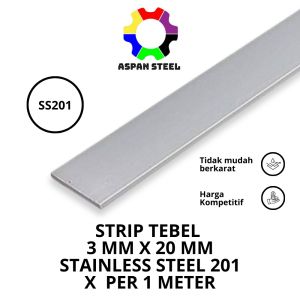 Strip tebel 3mm x 20mm stainless steel 201