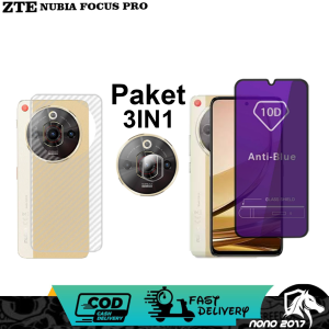 3IN1 TEMPERED GLASS BLUE ZTE BLADE V40S BONUS LENSA CAMERA+GARSKIN CARBON