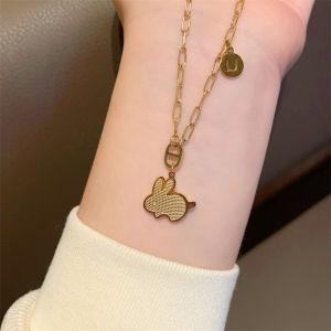 [READY STOCK]Lucky Rabbit Sweater Chain Clavicle Chain Titanium Steel Necklace幸运兔子毛衣链锁骨链钛钢久不掉色首饰品项链女