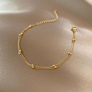 RAISS Original Pure Real 18K Saudi Gold Pawnable Small Golden Bean High-end Sense Bracelet Women