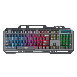 (HD1)T-WOLF Thunder Wolf TF600 Wired keyboard and mouse set USB Luminous keyboard Iron plate steel sheet T16 Keyboard