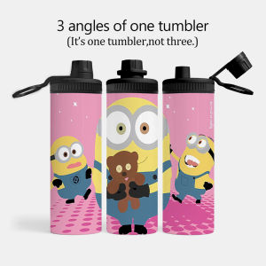 Minions Insulated Water Bottles Stainless Steel Wide Mouth Spout Lid 600ml Leakproof Double Wall Vacuum Insulated Sports Bottle Lightweight