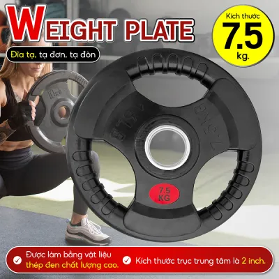 BG Tạ miếng tạ tay 3 lỗ cao cấp bọc cao su non Thái Lan - Phi : 50mm weight plate 25kg 5kg 10kg 15kg 20kg
