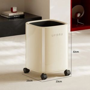 FFBH Kitchen Trash Can Large Capacity Mobile Food Waste Bin Recycling Double Layered Simple Wastebasket Luxury Bathroom Litter Bins P7Q2M
