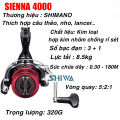 Máy Câu Cá SHIMANO SIENNA 4000 / FX 4000 CHÍNH HÃNG - Máy Cây Kim Loại , Máy Câu Giá Rẻ , Phụ Kiện Đồ Câu Shiwa. 
