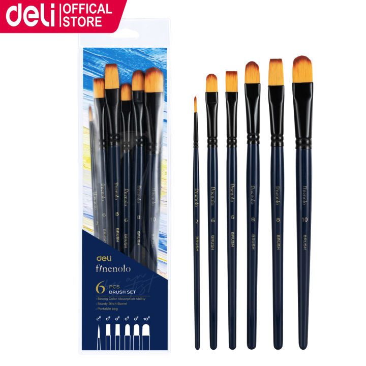 Deli Finenolo 6pcs Acrylic Brush Set (mixed) EC278 | Lazada PH