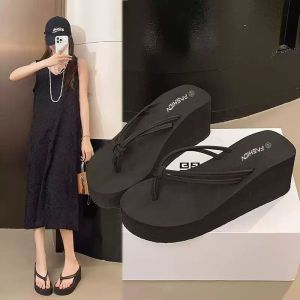 Free Shipping Summer Minimalist Wedge Sandals WomenS Outdoor Wear Slimming And Height-Enhancing Thick-Soled Slippers Waterproof And Lightweight Beach Vacation Shoes