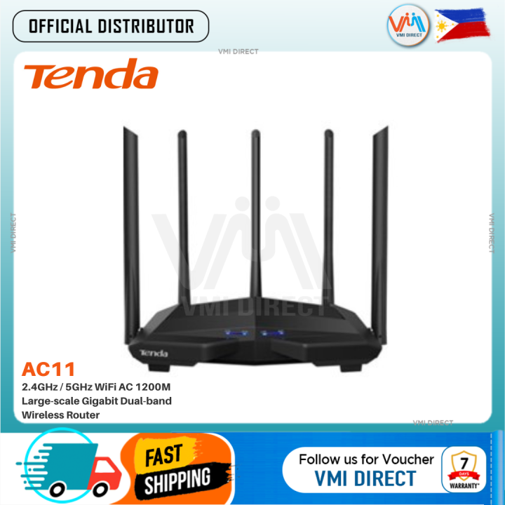 TENDA AC11 2.4GHz / 5GHz WiFi AC 1200M Large-scale Gigabit Dual-band ...