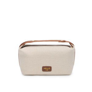 Canvas Cosmetic Bag Women Handheld Large Capacity Travel Toiletry Organizer